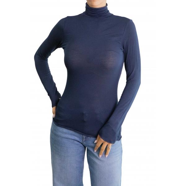 Maglia misto cashmere tinta unita collo alto